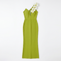 Sunoire rajiv one shoulder flower bandage maxi dress mannequin green 01