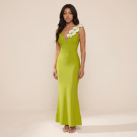 Sunoire rajiv one shoulder flower bandage maxi dress three quarter 01