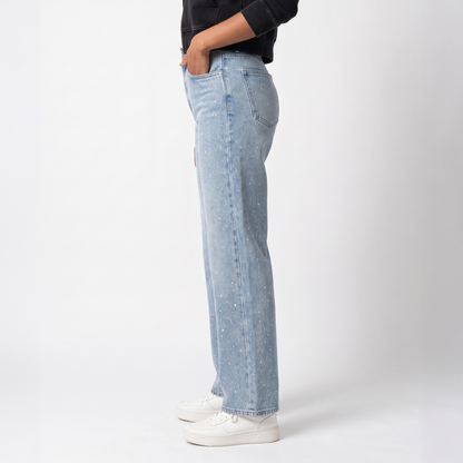 Sunoire rechte high waist jeans met subtiele glitterdetails elodie bottom side crop 01