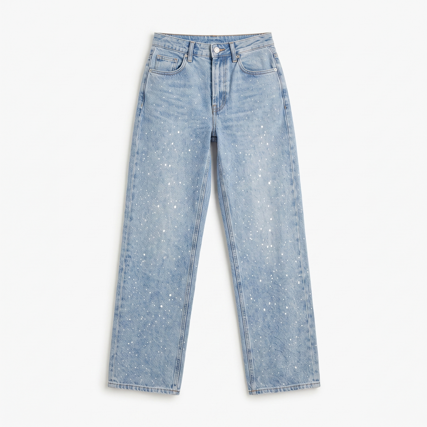 Sunoire rechte high waist jeans met subtiele glitterdetails elodie garment flatlay 01