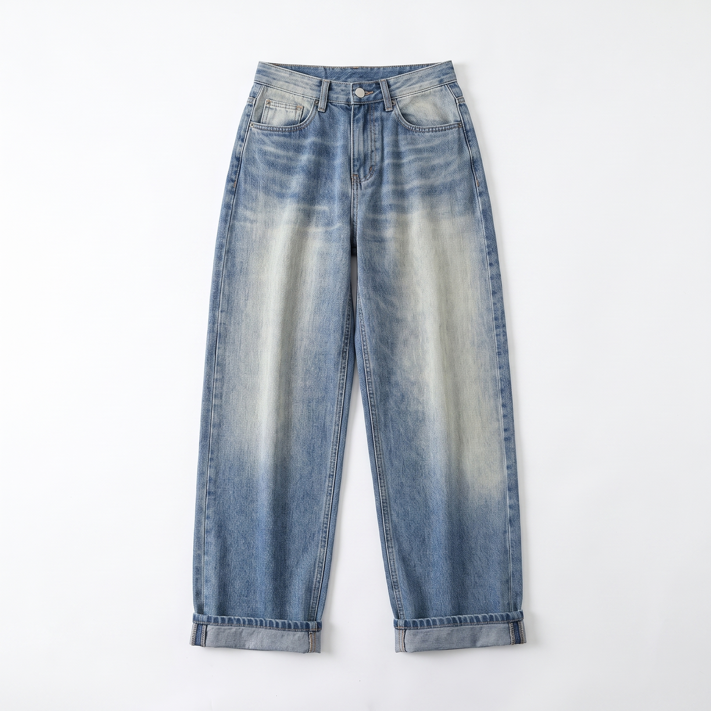 Sunoire retro vintage washed washed loose jeans american women low waist all match casual wide leg trousers garment flatlay 01