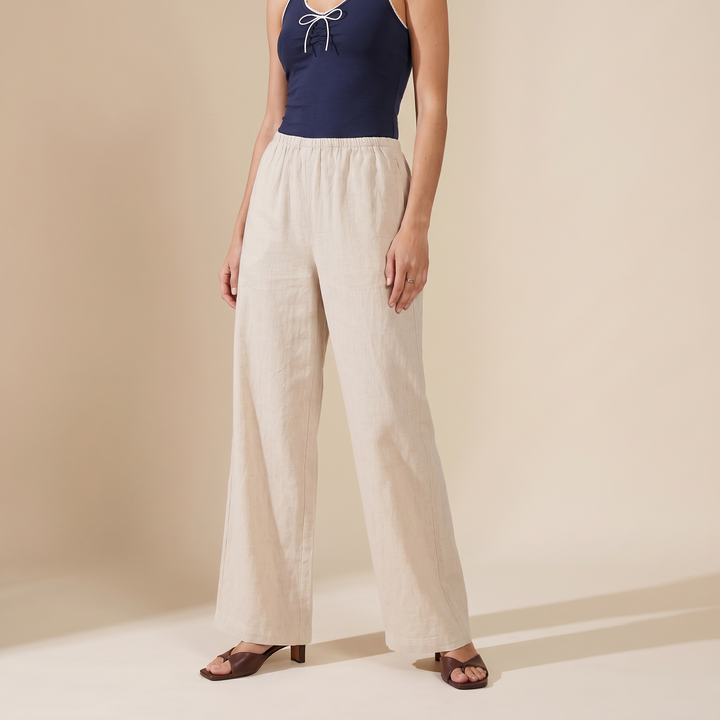 Sunoire rima beige cotton pants bottom front crop 01