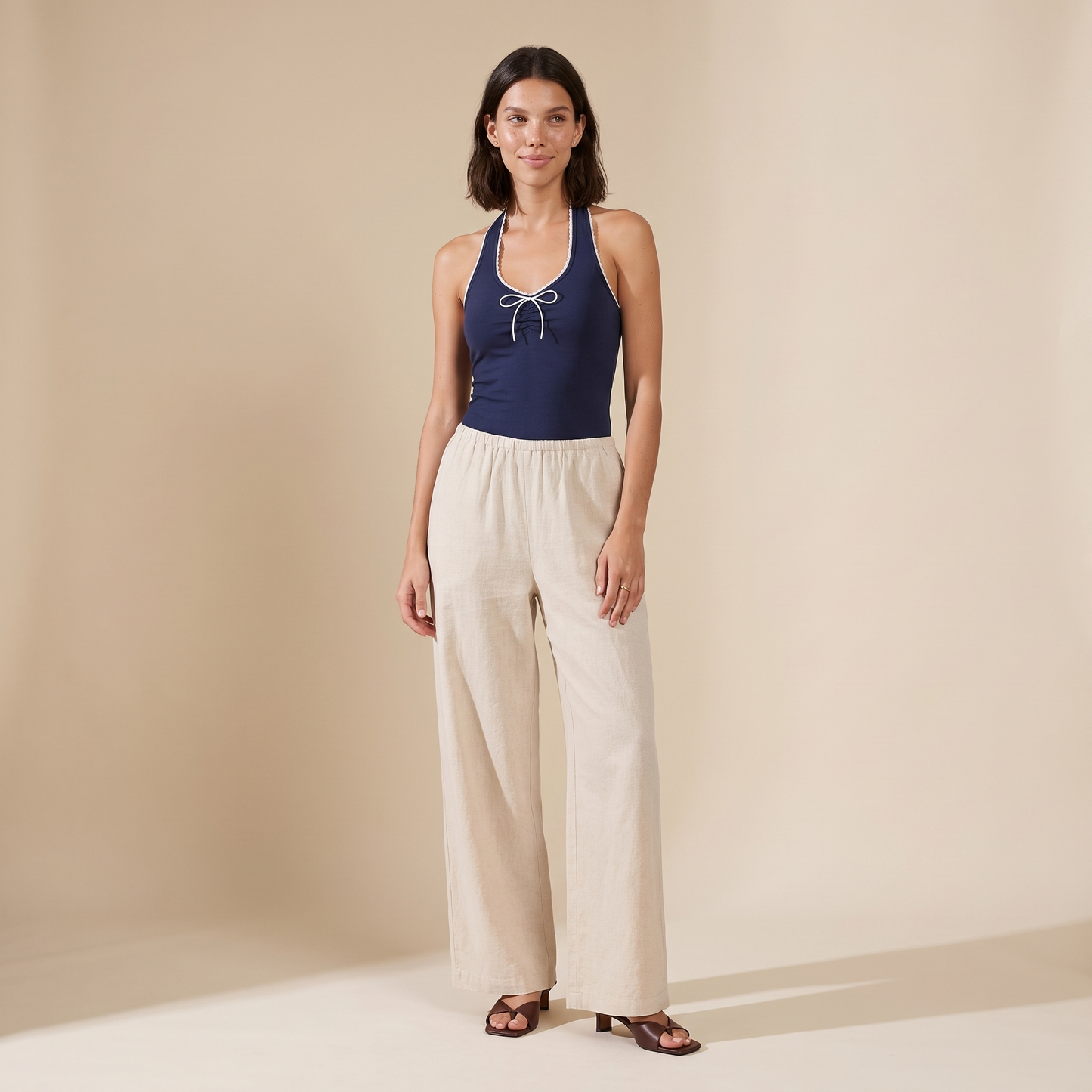 Sunoire rima beige cotton pants front hero 01