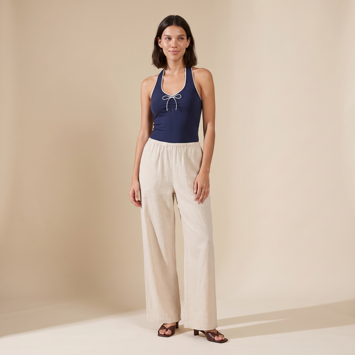 Sunoire rima beige cotton pants front hero 01