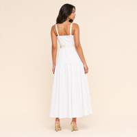 Sunoire Rima white zip-front belted maxi dress back view