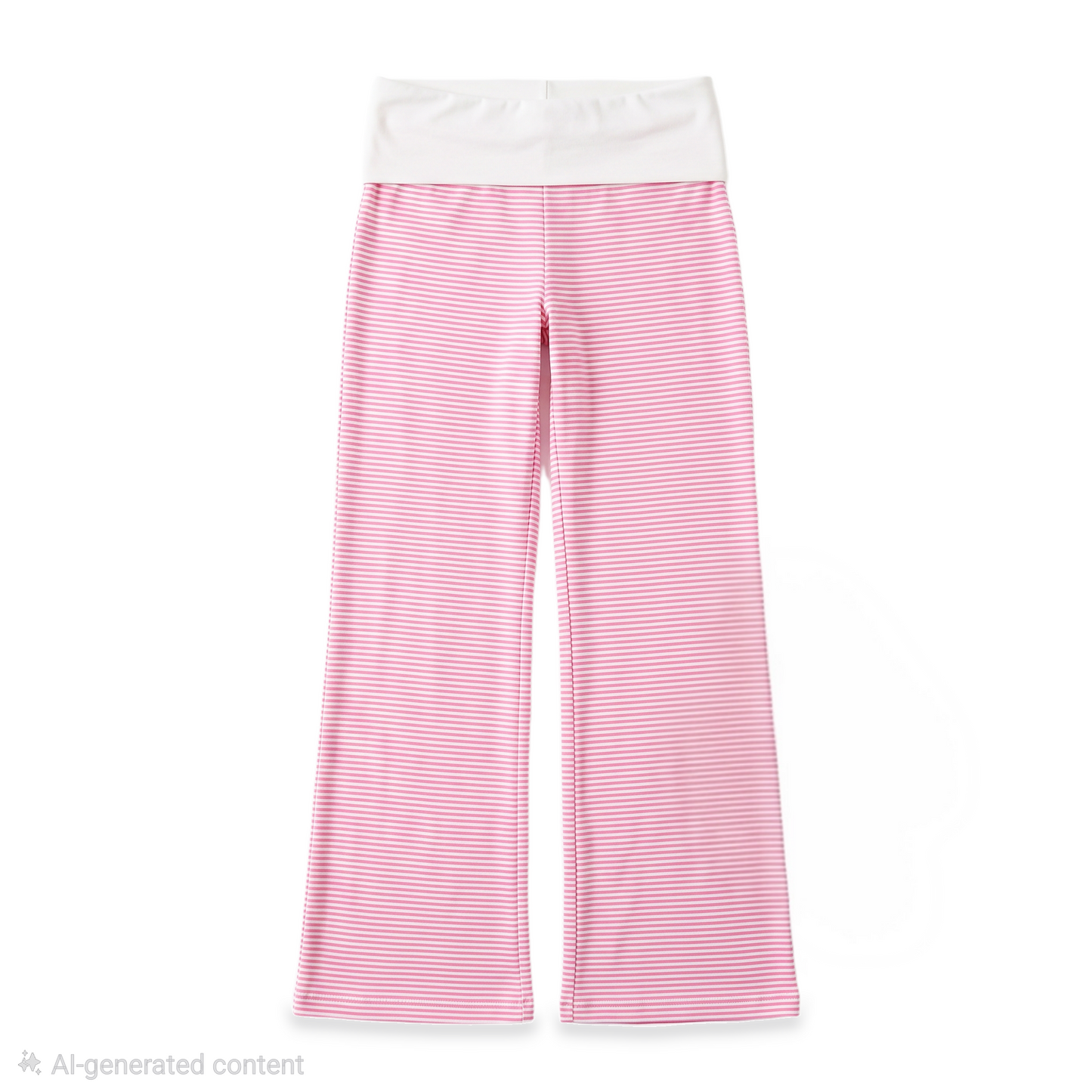 Women's Stripe Foldover Knit Trousers – Pink Everyday Casual Pants