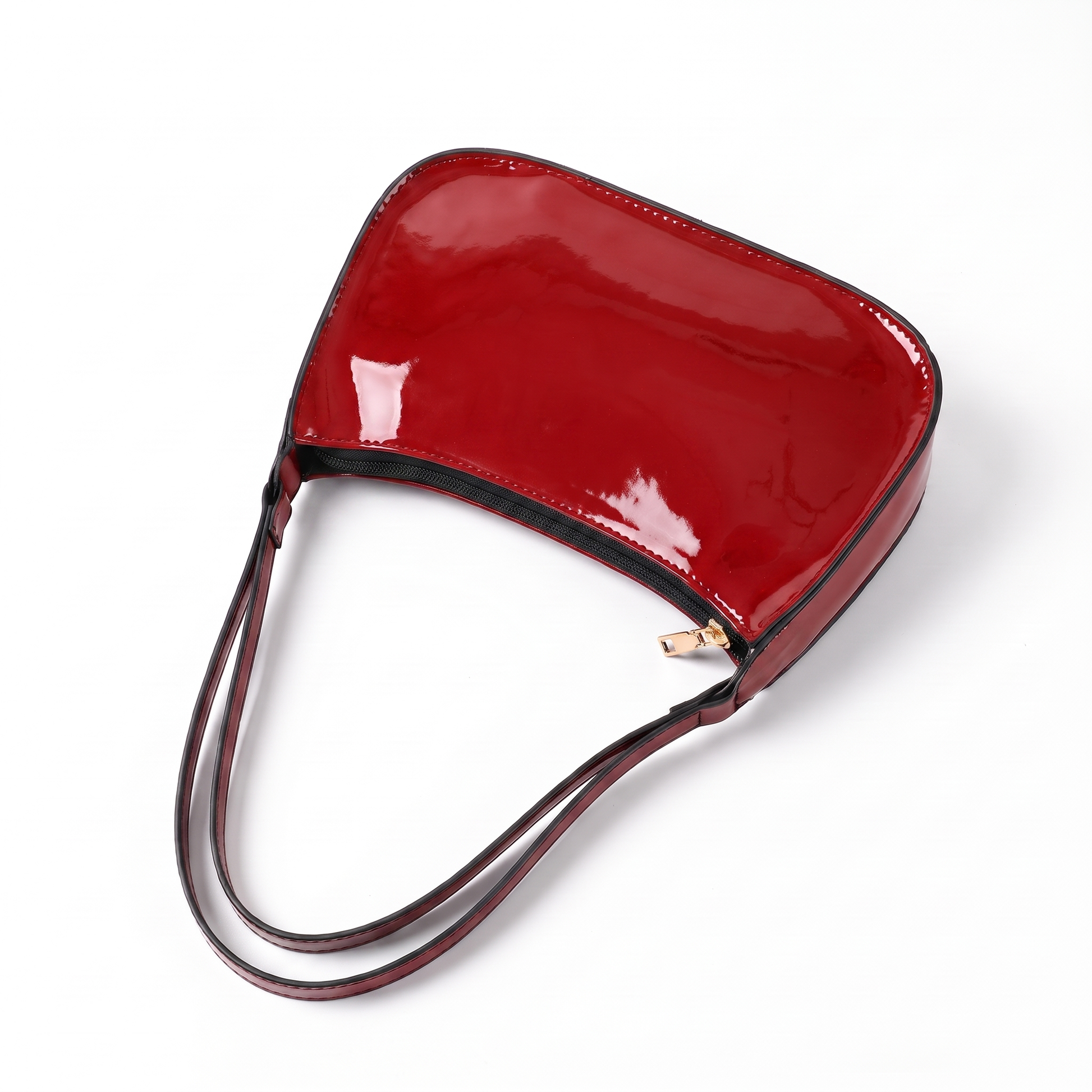 Sunoire romy black patent baguette bag colorway red front hero 01