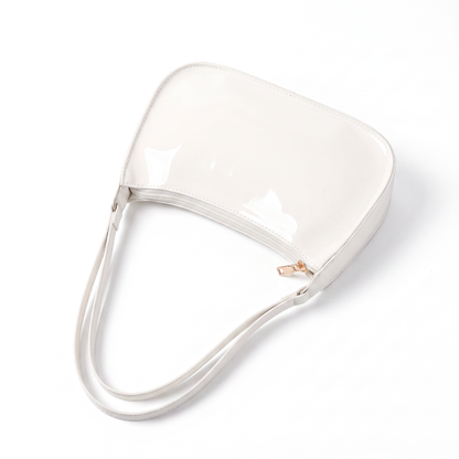 Sunoire romy black patent baguette bag colorway white front hero 01
