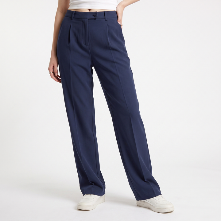 Sunoire rosie womens high waist wide leg tailored suit trousers bottom front crop 01