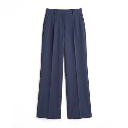 Sunoire rosie womens high waist wide leg tailored suit trousers garment flatlay 01