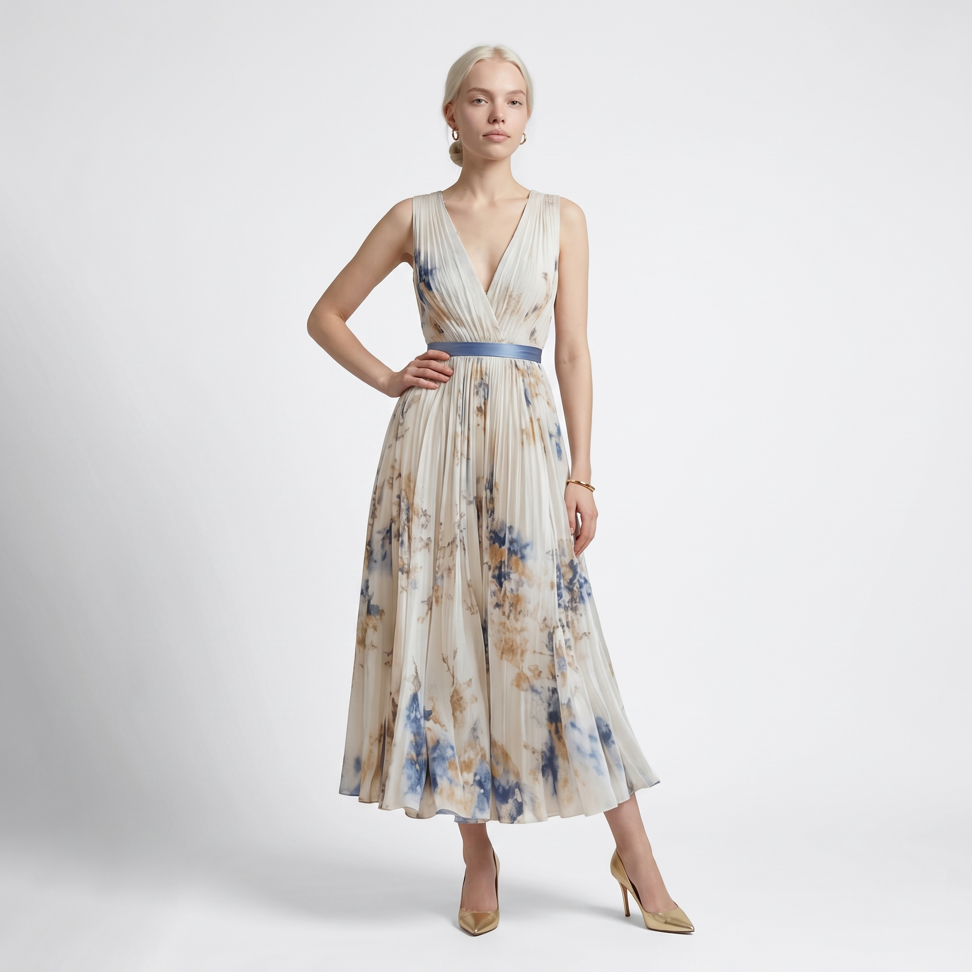 Sunoire rowella elegant pleated maxi dress front hero 01