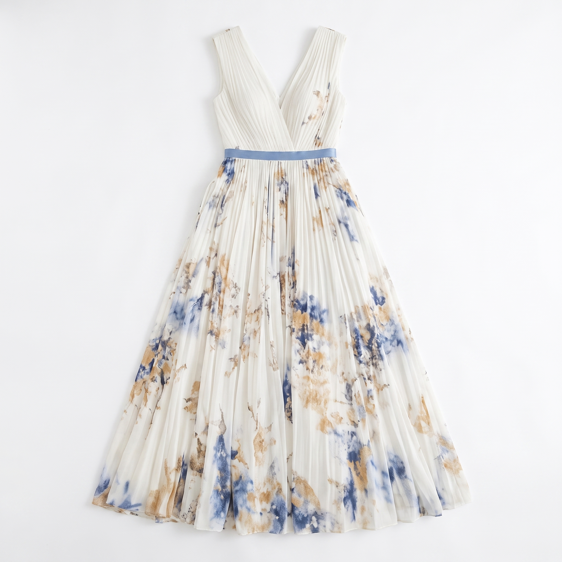 Sunoire rowella elegant pleated maxi dress garment flatlay 01