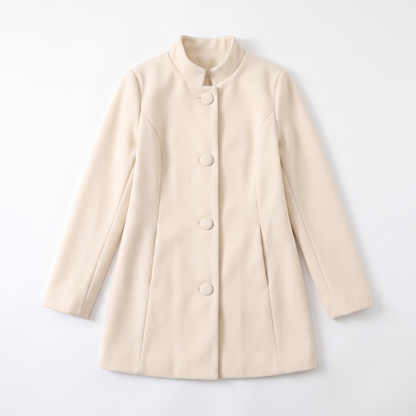 Sunoire sable women s winter coat with button closure and long sleeves garment flatlay 01