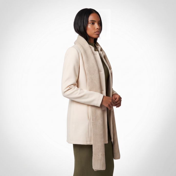 Sunoire sable women s winter coat with button closure and long sleeves top side crop 01
