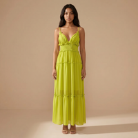 Sunoire saelvion spaghetti maxi dress in chartreuse front hero 01