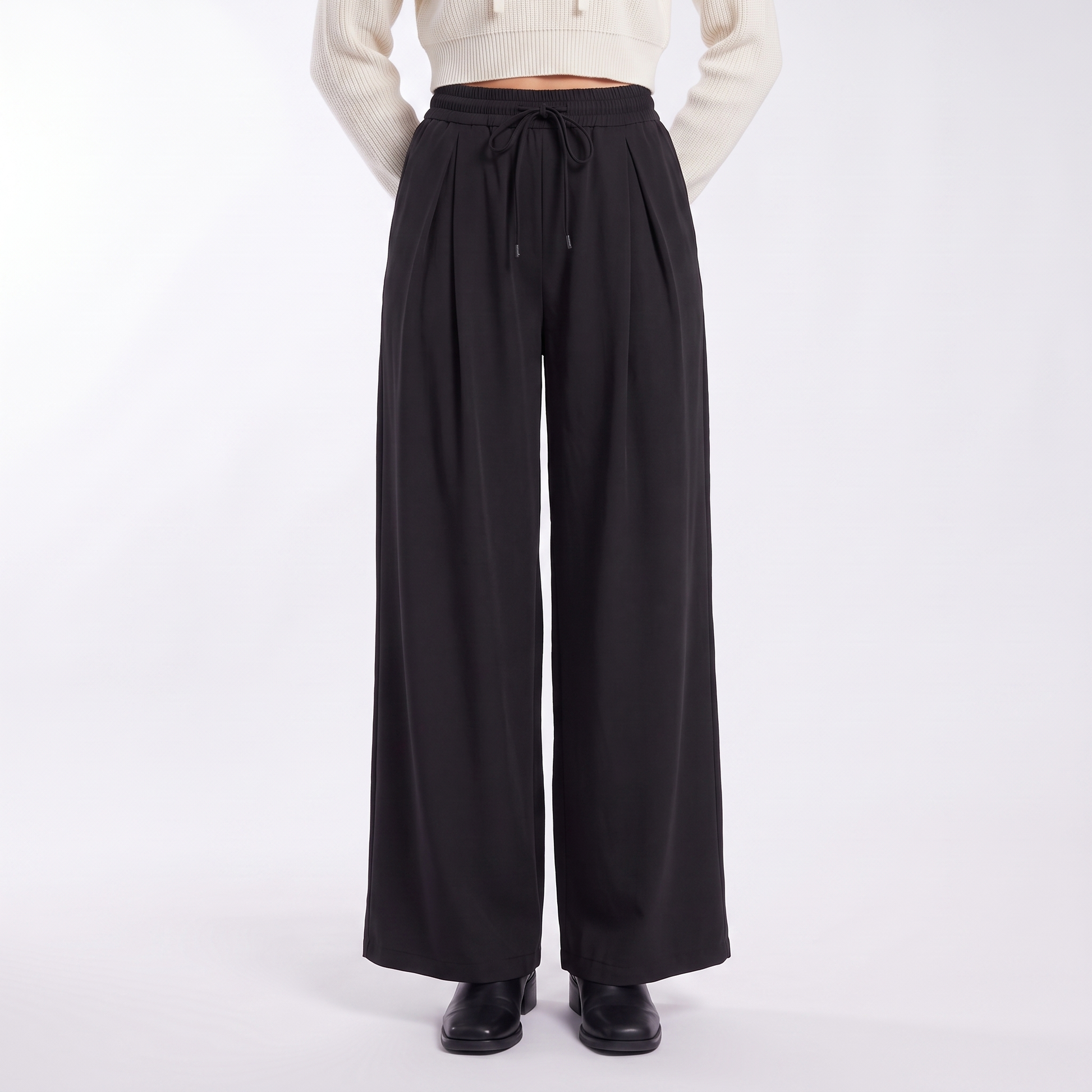 maqvob top quality wholesale women s cargo pants trousers baggy sweat track jogger sports female wide leg pants for women in Black colorway image