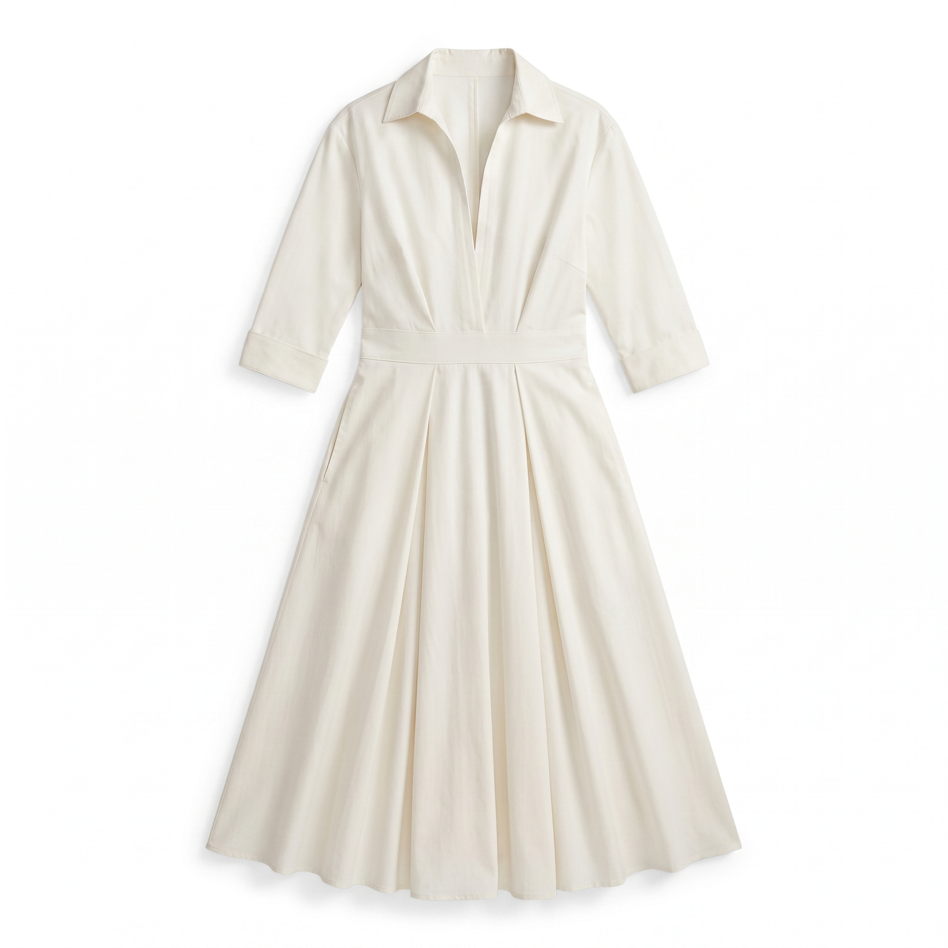 Sunoire sarah womens button front collared midi dress garment flatlay 01