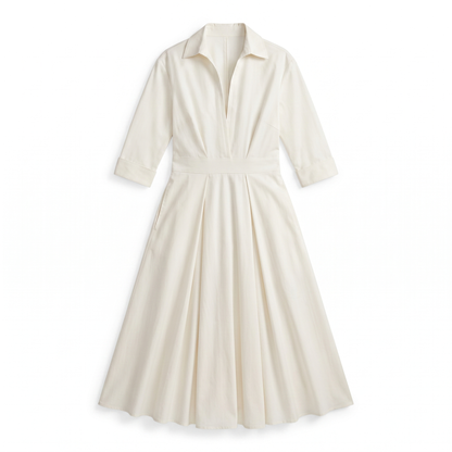 Sunoire sarah womens button front collared midi dress garment flatlay 01