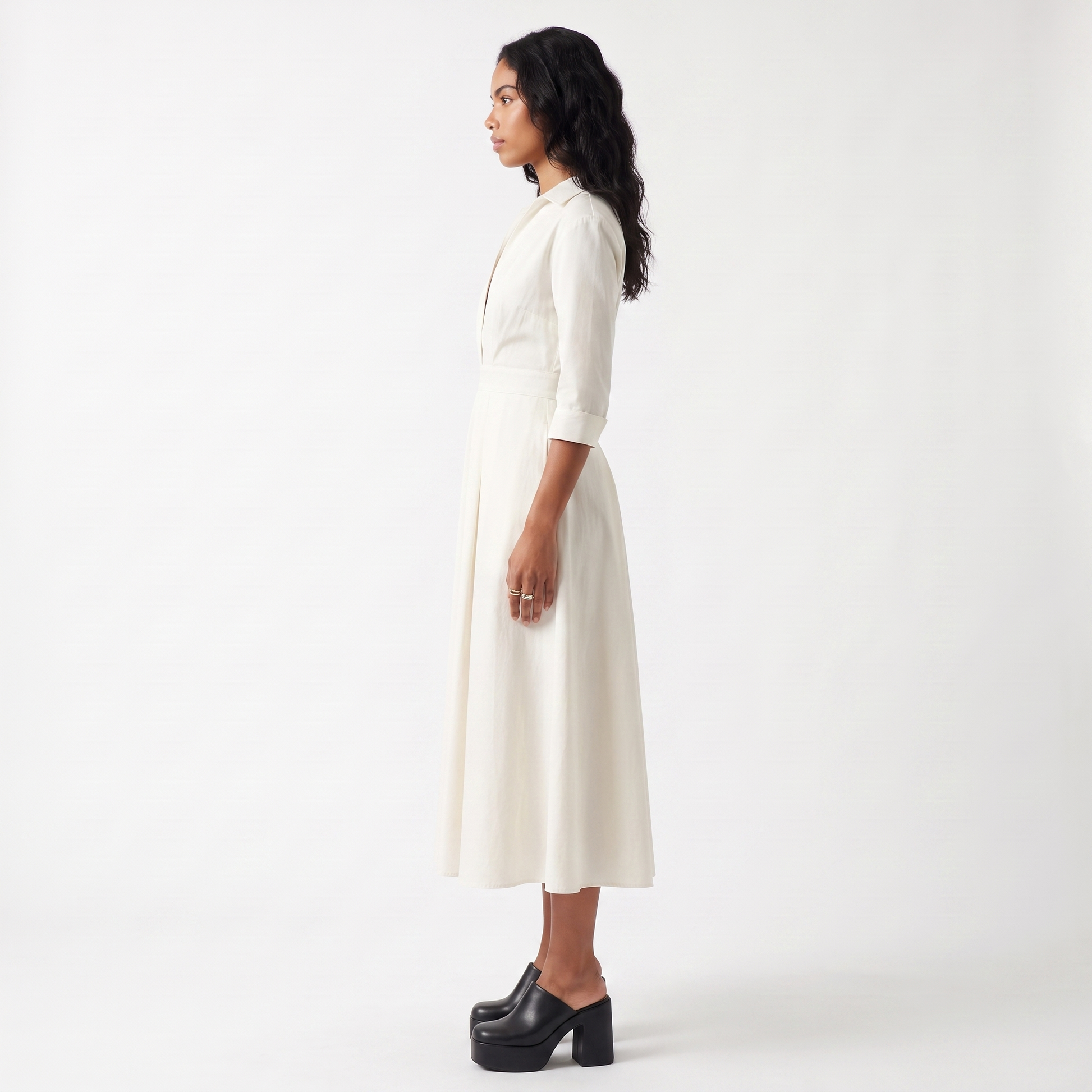 Sunoire sarah womens button front collared midi dress side view 01