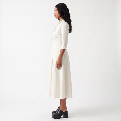 Sunoire sarah womens button front collared midi dress side view 01