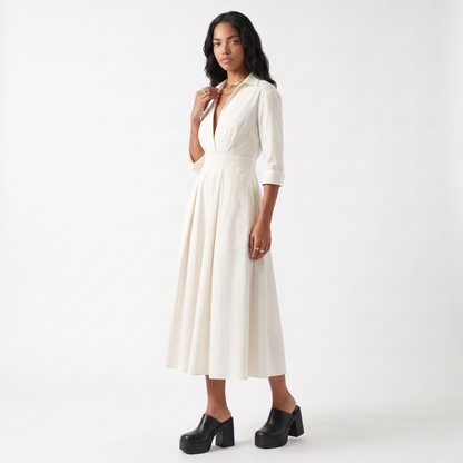 Sunoire sarah womens button front collared midi dress three quarter 01