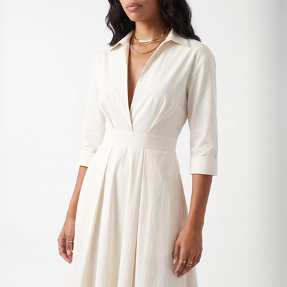 Sunoire sarah womens button front collared midi dress torso crop 01