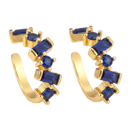 Sunoire qiku popular ear clip earrings no piercing cartilage 5 colors crystal women elegant aesthetic cubic zirconia copper jewelry gift 01 flatlay dark blue