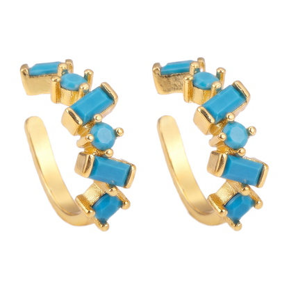 Sunoire qiku popular ear clip earrings no piercing cartilage 5 colors crystal women elegant aesthetic cubic zirconia copper jewelry gift 05 flatlay light blue