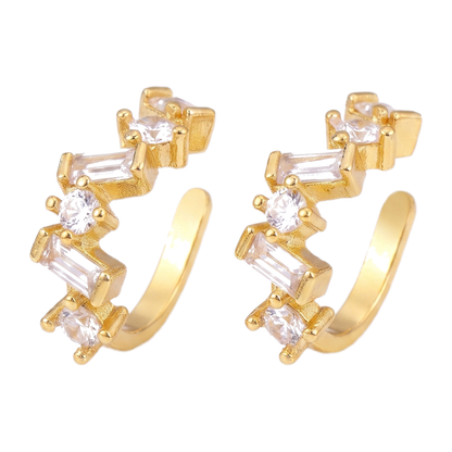 Sunoire qiku popular ear clip earrings no piercing cartilage 5 colors crystal women elegant aesthetic cubic zirconia copper jewelry gift 06 flatlay white