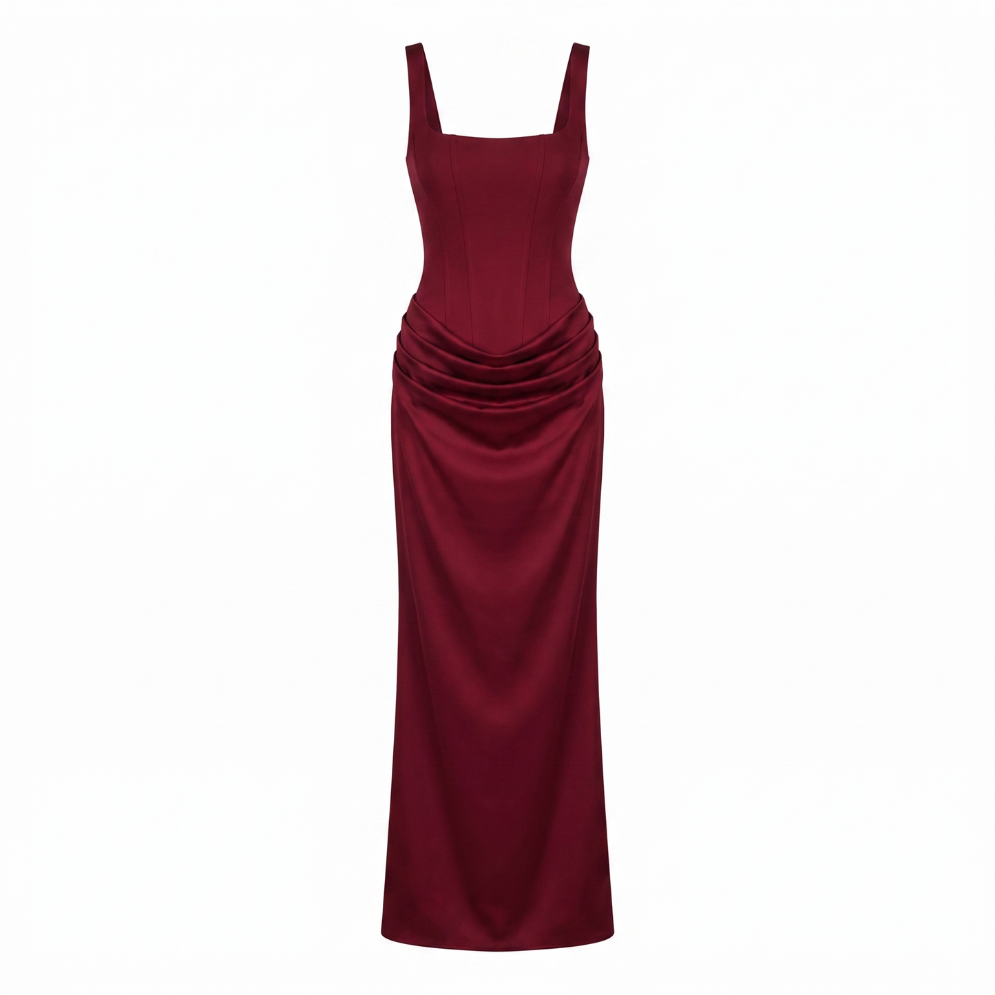 Sunoire sculpted corset maxi dress garment flatlay 01