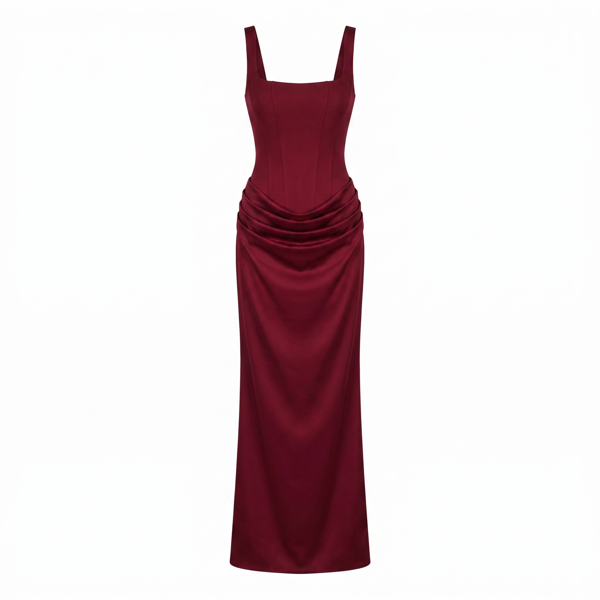 Sunoire sculpted corset maxi dress garment flatlay 01