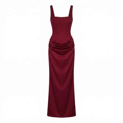 Sunoire sculpted corset maxi dress garment flatlay 01