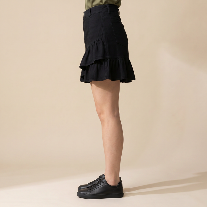 Sunoire seraphine black denim skirt bottom side crop 01
