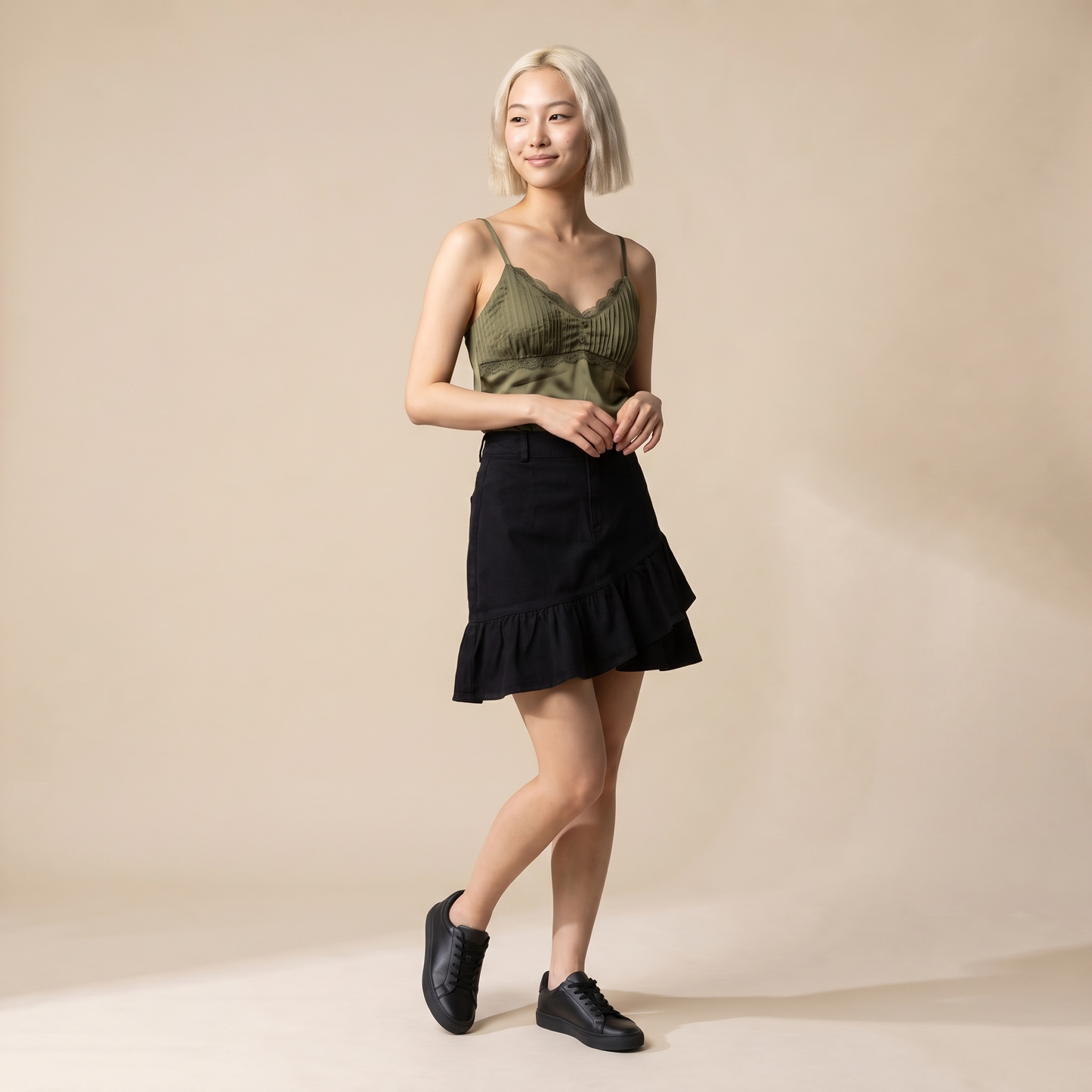 Sunoire seraphine black denim skirt front hero 01