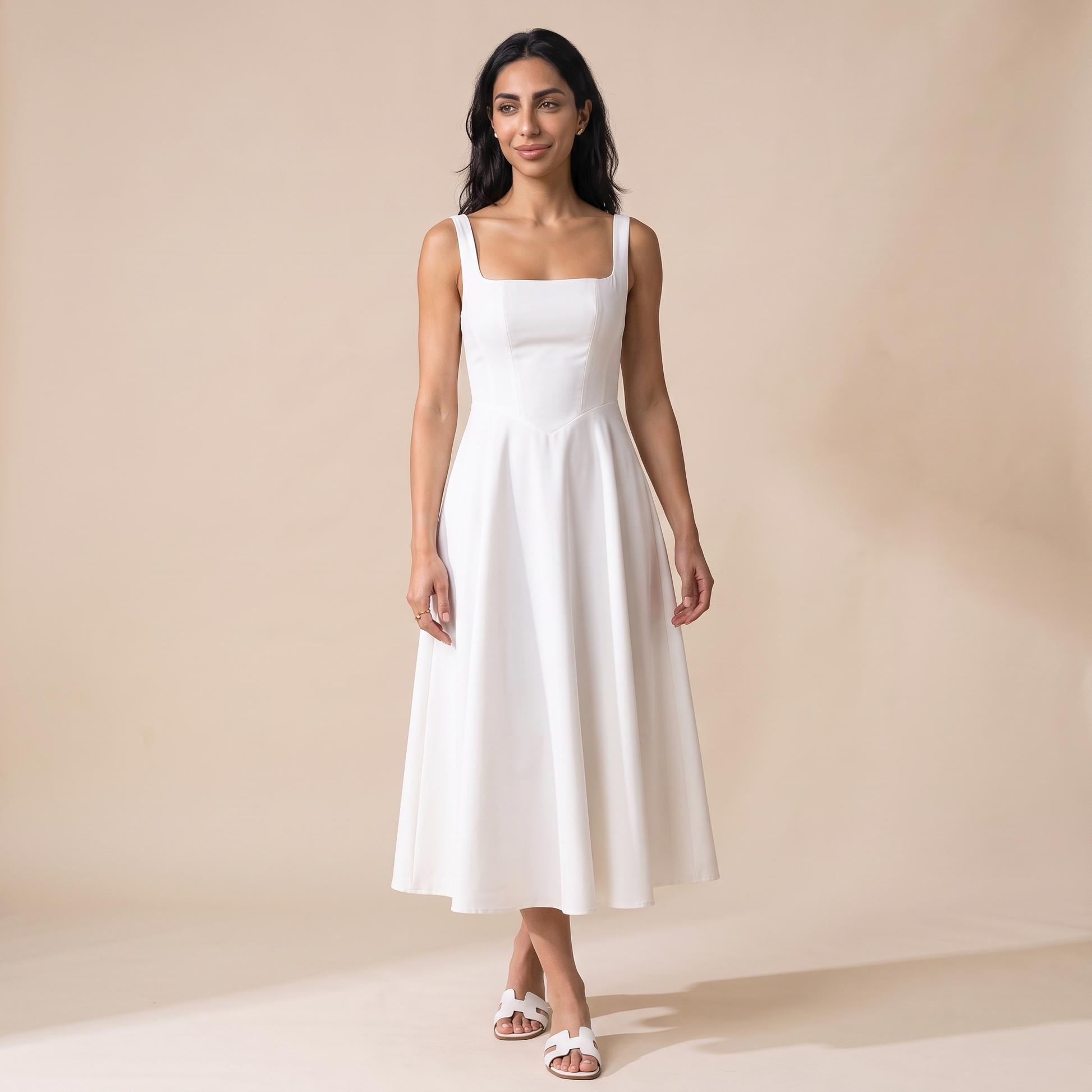 Sunoire serena black dress colorway white front hero 01