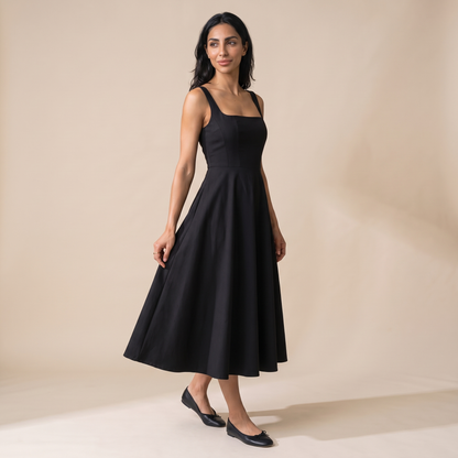 Sunoire serena black dress three quarter 01