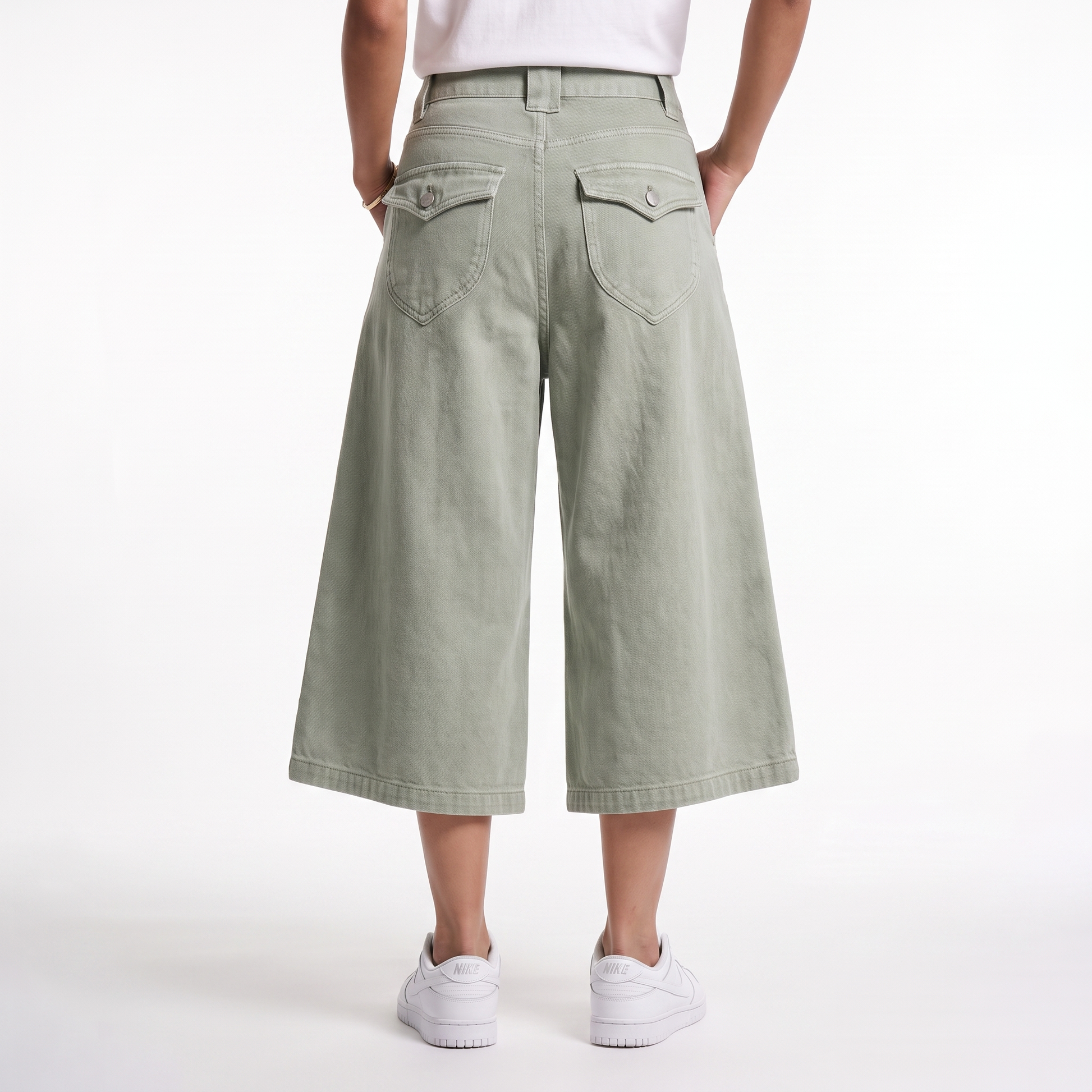 Sunoire serena sage green denim pants bottom back crop 01