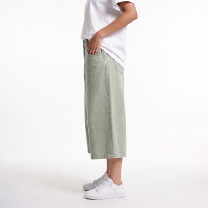 Sunoire serena sage green denim pants bottom side crop 01