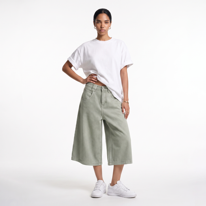 Sunoire serena sage green denim pants front hero 01