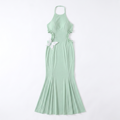 Sunoire sexy halter butterfly maxi dress outfits club women s halter beach maxi elegant dresses garment flatlay 01