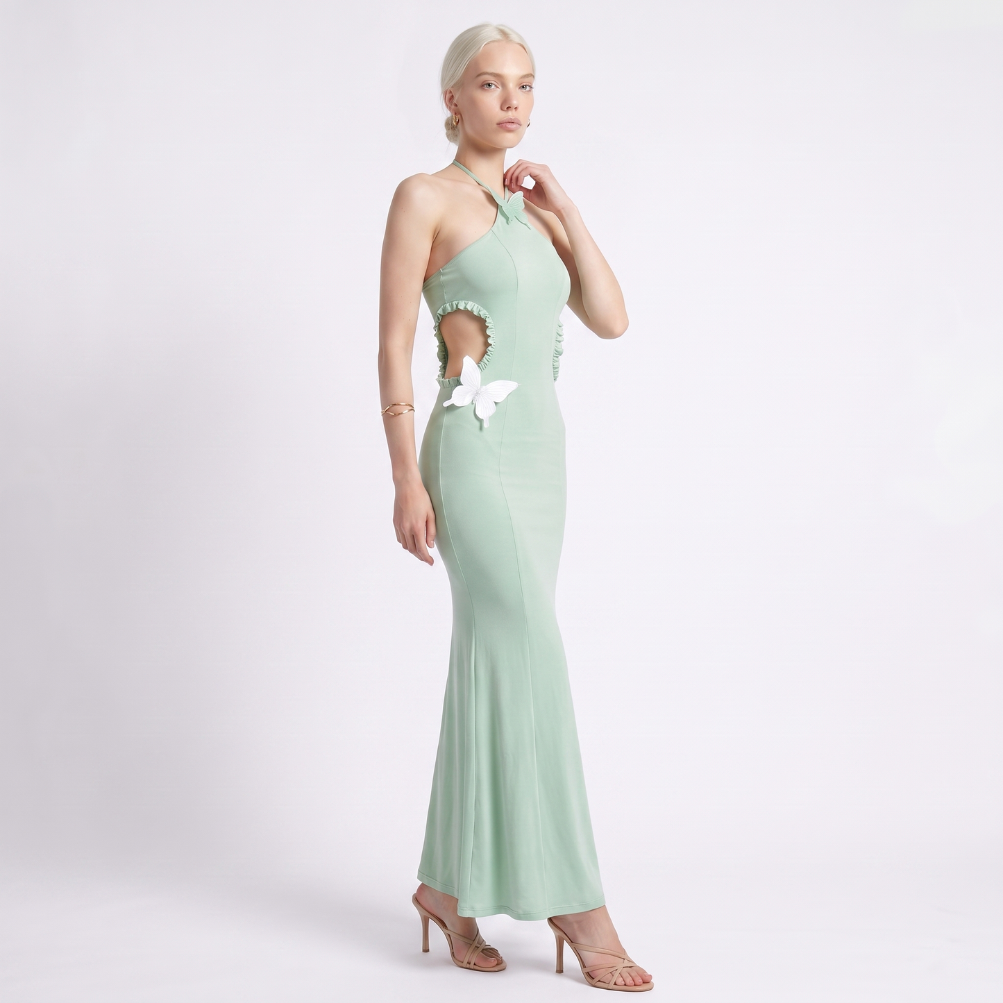 Sunoire sexy halter butterfly maxi dress outfits club women s halter beach maxi elegant dresses three quarter 01