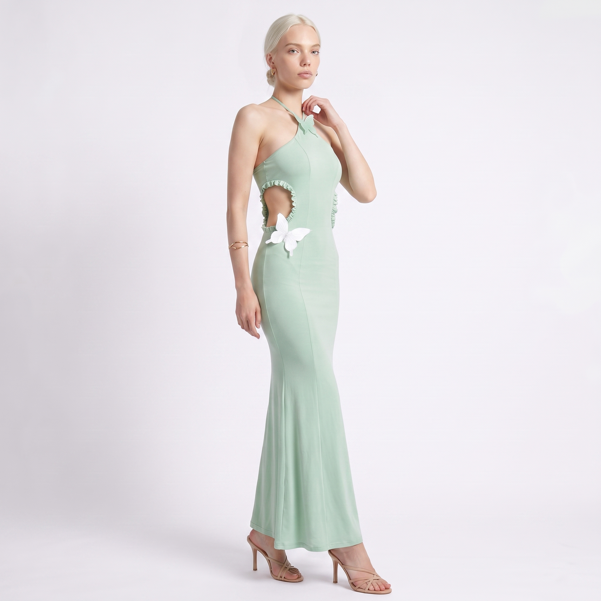 Sunoire sexy halter butterfly maxi dress outfits club women s halter beach maxi elegant dresses three quarter 01