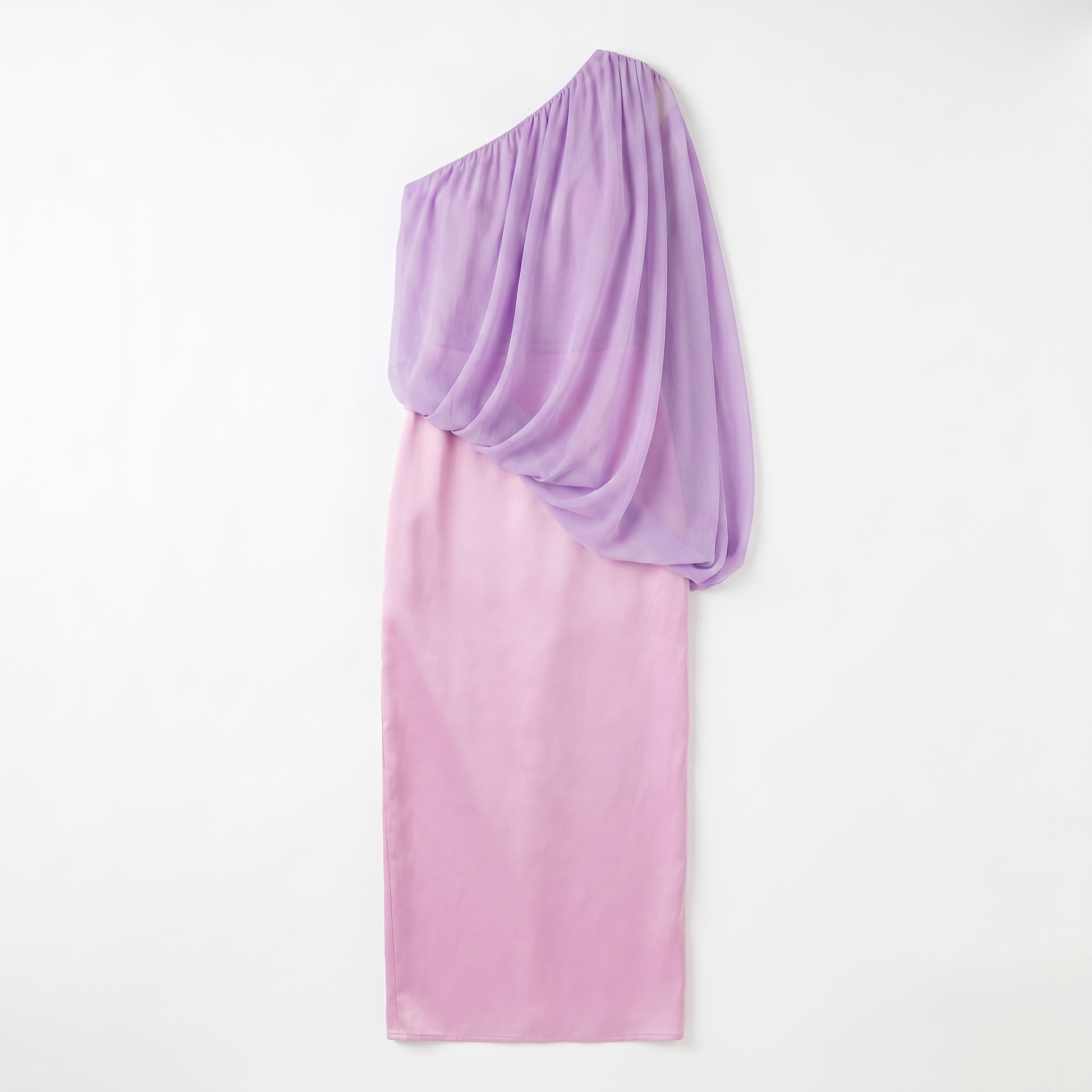Sunoire sexy one shoulder ruched asymmetrical long dress women sleeveless diagonal collar folds slim dresses evening party gowns garment flatlay 01