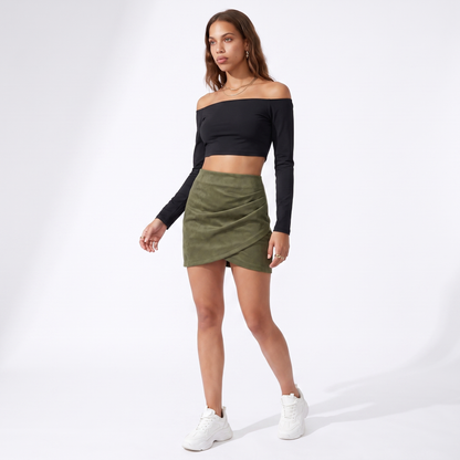Sunoire sexy slanke faux suede rokken vrouwen herfst win 90d46a2b colorway olive green front hero 01