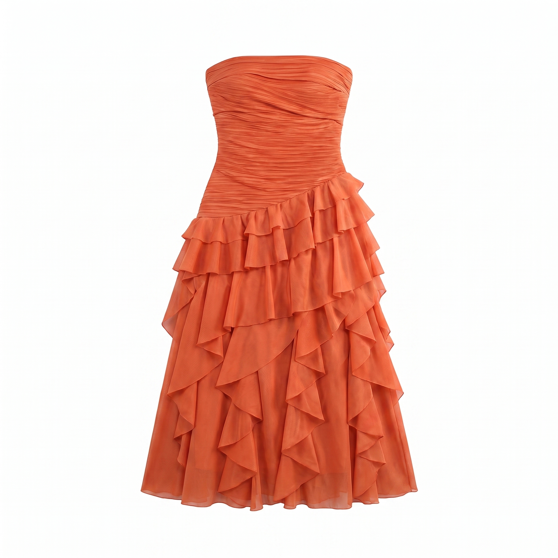 Sunoire sexy strapless tiered ruffled patchwork long dress women sleeveless a line dresses evening celebrity party gowns garment flatlay 01