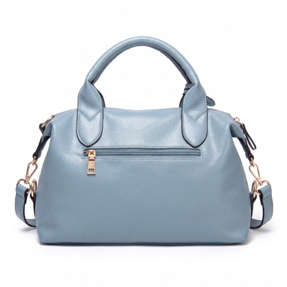 Women's Pebbled Faux Leather Bowler Bag, back view