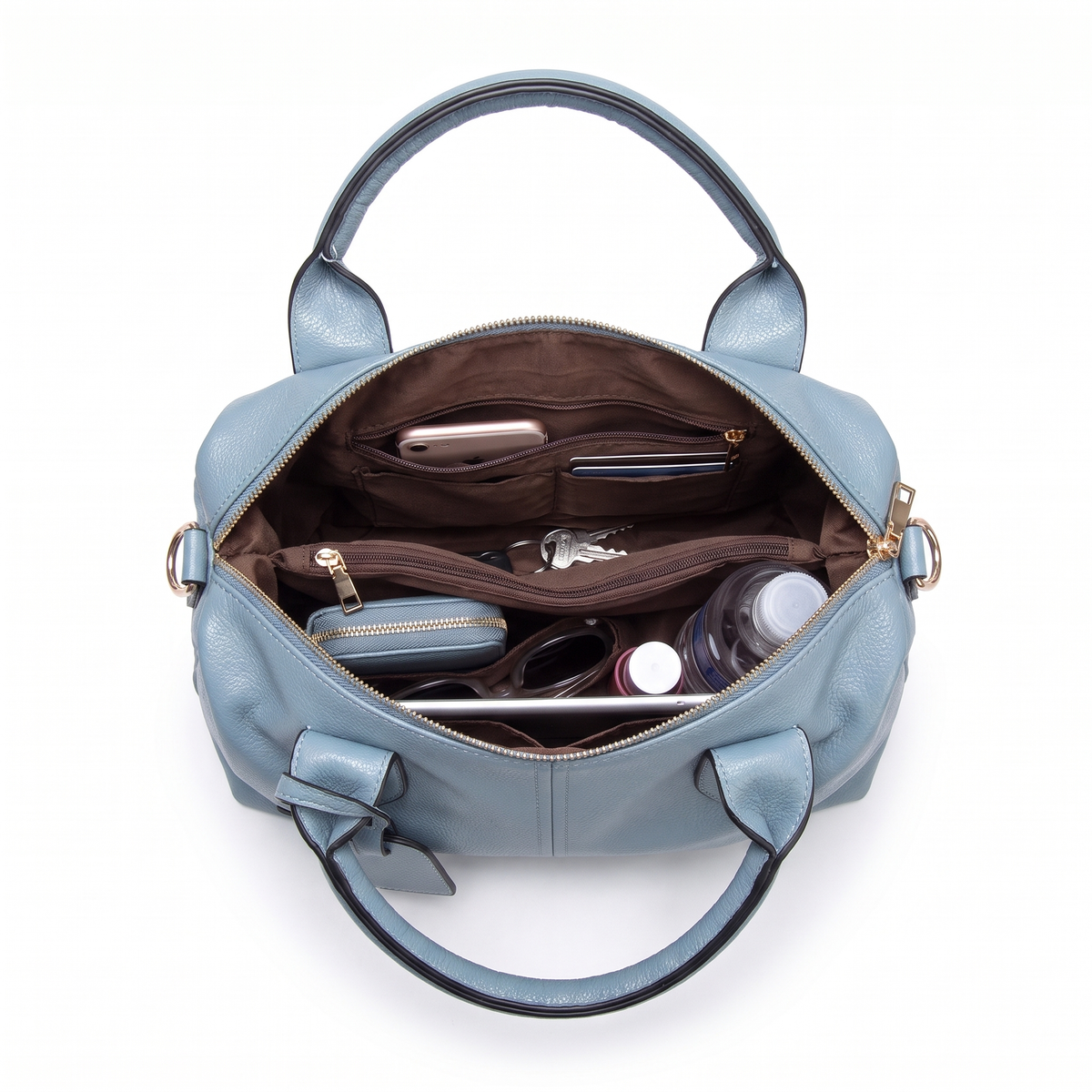 Women's Pebbled Faux Leather Bowler Bag, interior