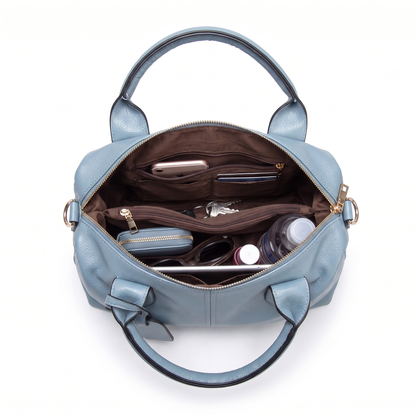 Women's Pebbled Faux Leather Bowler Bag, interior