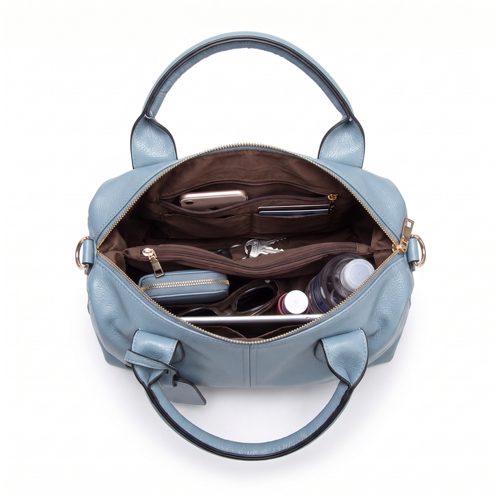 Women's Pebbled Faux Leather Bowler Bag, interior
