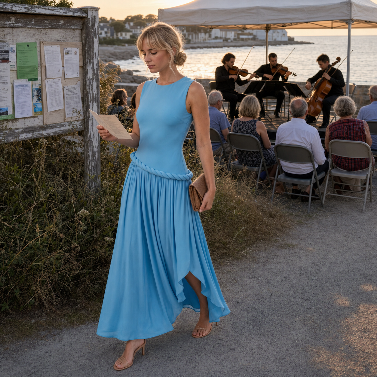 Braided Waist Sleeveless Maxi Dress – Azure Blue Wedding Guest Dress — lifestyle photo